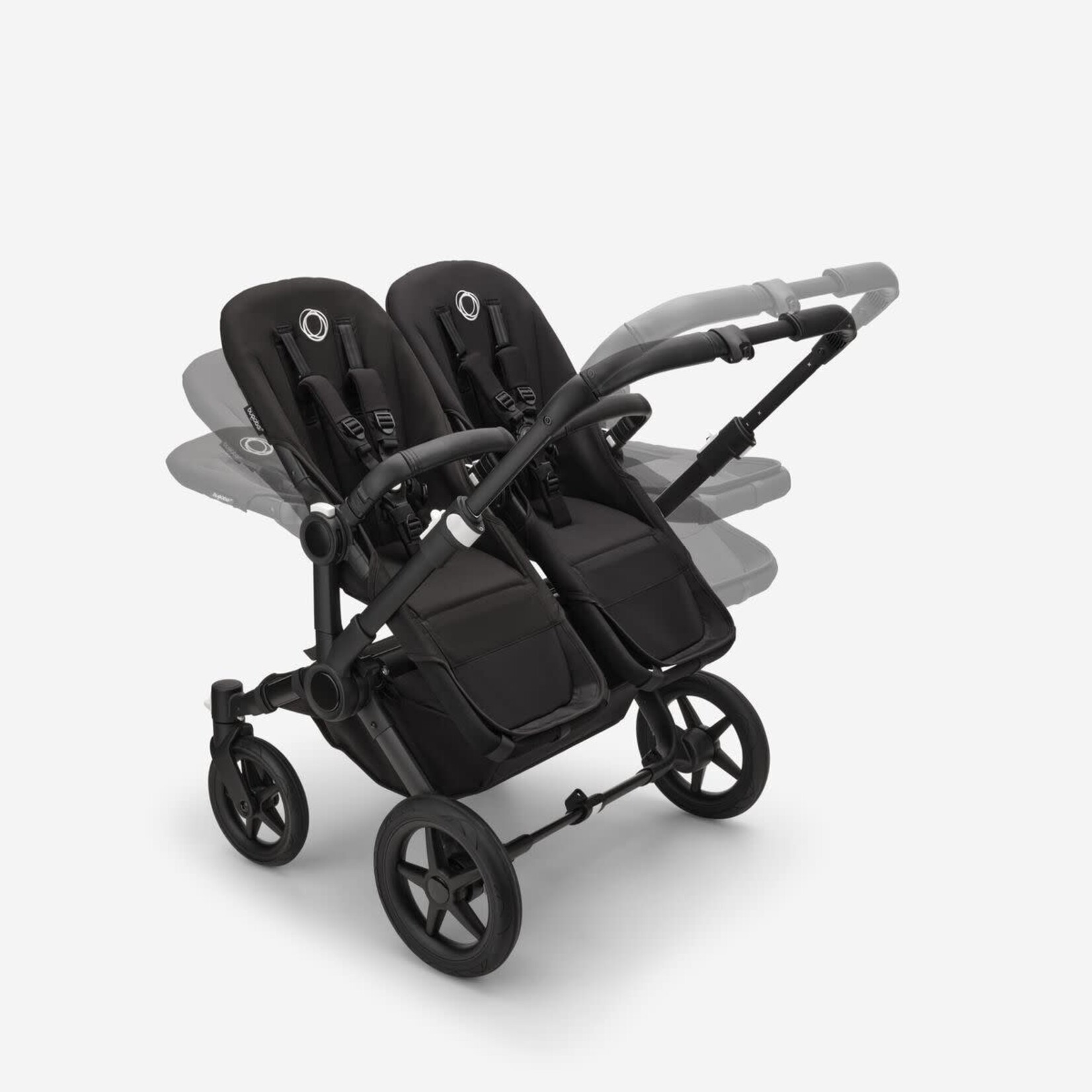 Bugaboo Donkey 5 Twin bassinet and seat pram-Desert taupe sun canopy, desert taupe fabrics, black chassis