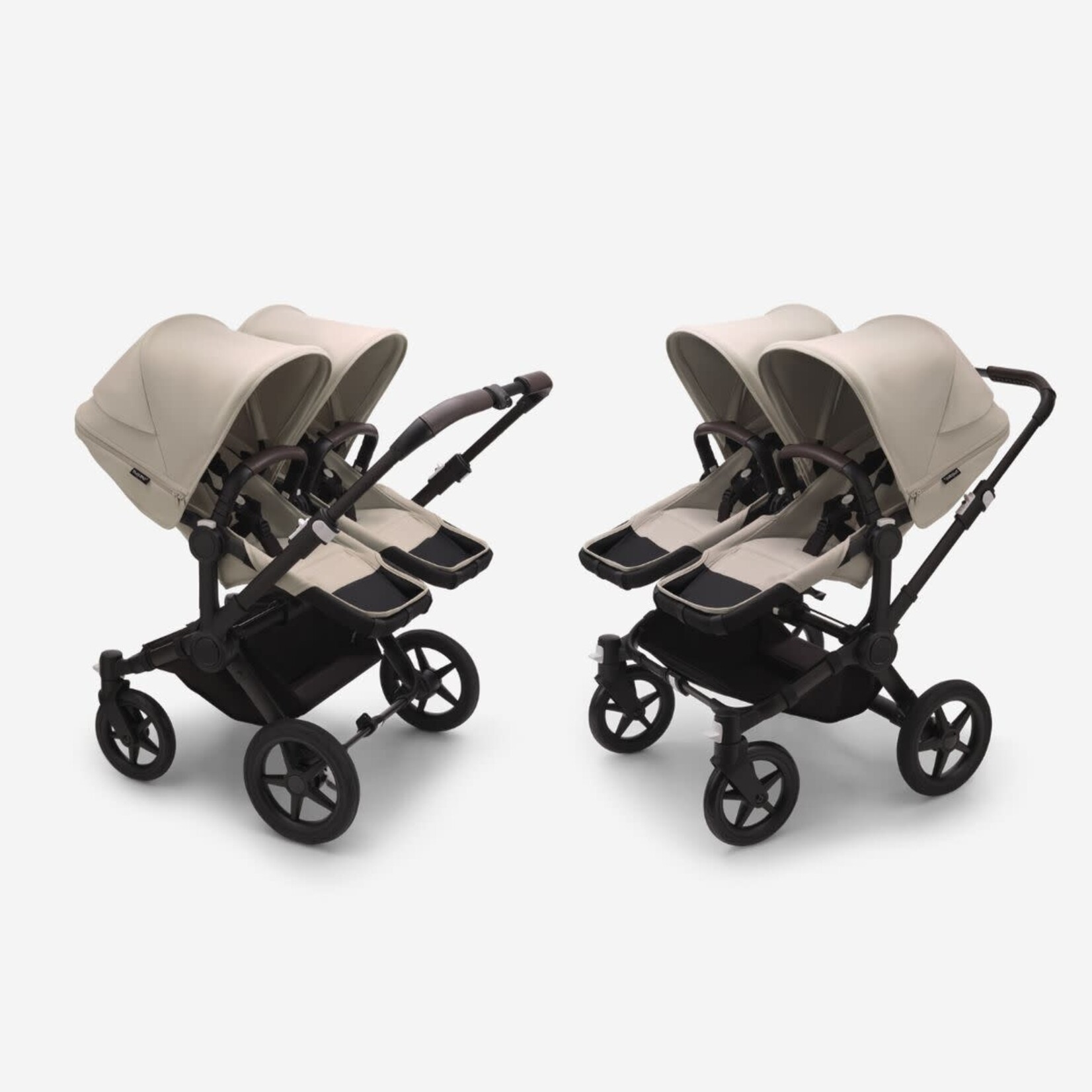 Bugaboo Donkey 5 Twin bassinet and seat pram-Desert taupe sun canopy, desert taupe fabrics, black chassis