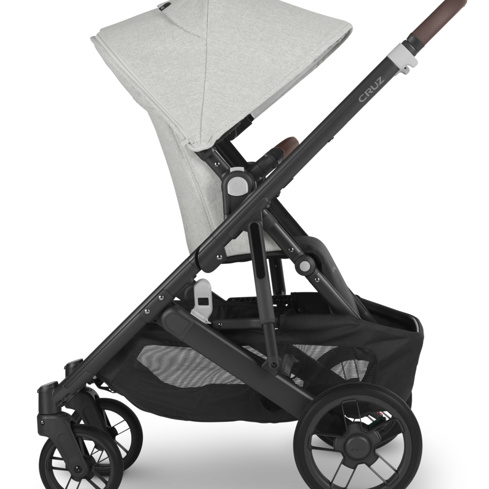 Uppababy Cruz V2 Stroller ANTHONY (White & Grey Chenille/Carbon/Chestnut Leather)