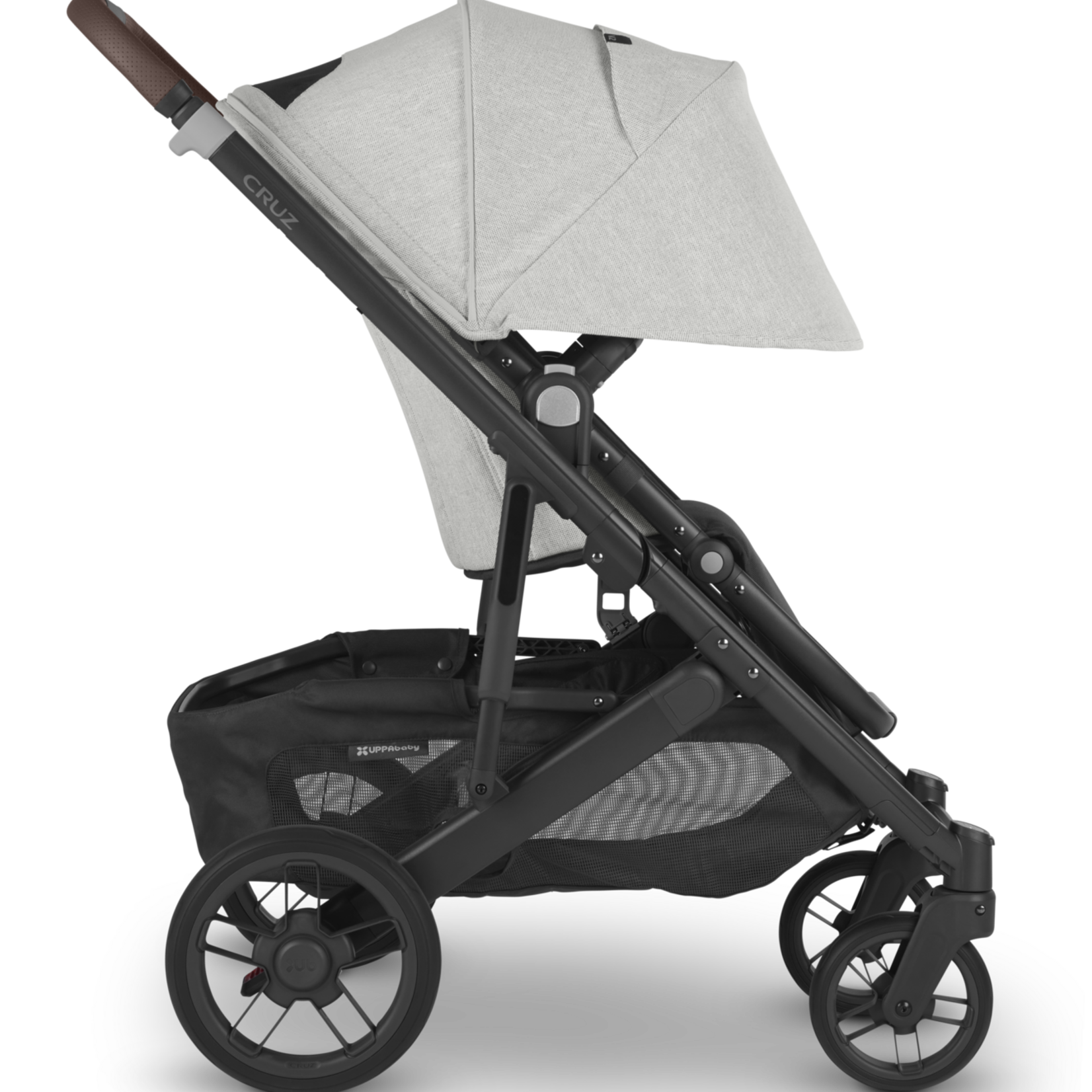 Uppababy Cruz V2 Stroller ANTHONY (White & Grey Chenille/Carbon/Chestnut Leather)