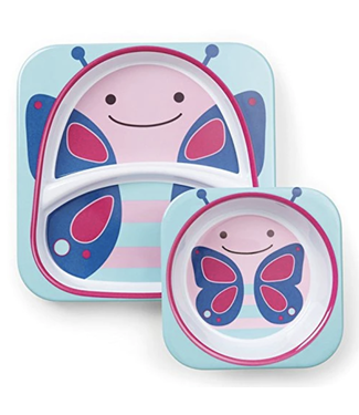 Skip Hop Zoo Melamine Plate & Bowl Set-Butterfly