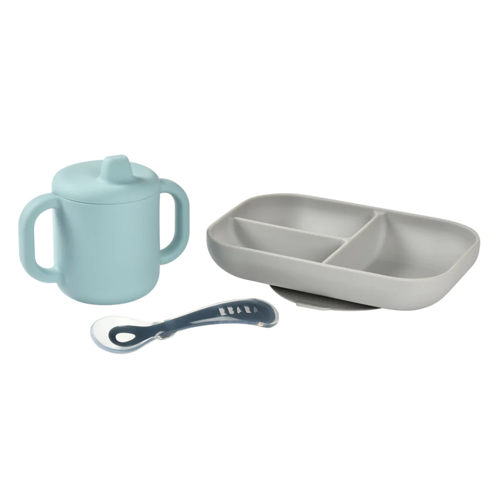 BEABA Silicone Learning Set - Blue/Grey