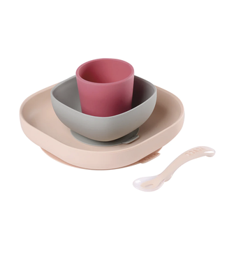 BEABA Silicone Suction Meal Set - Pink