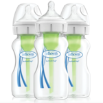 Dr Brown's 270 ml Wide Neck Feeding Bottle Options+ with Level 1 Teat, 3-Pack