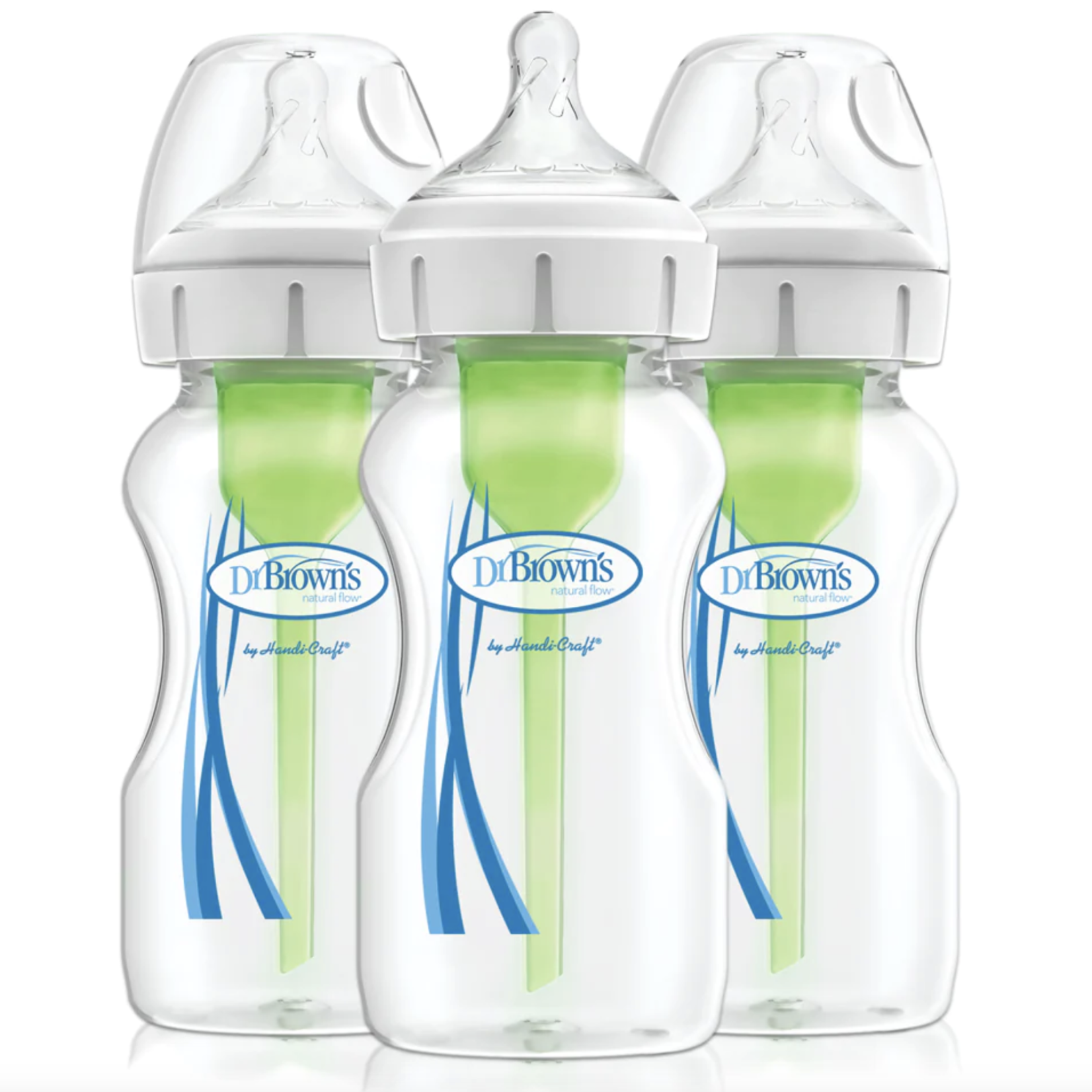 Dr Brown's 270 ml Wide Neck Feeding Bottle Options+ with Level 1 Teat, 3-Pack