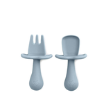 Cherub Baby BABY LED WEANING SILICONE SPOON & FORK CUTLERY - DUCK EGG