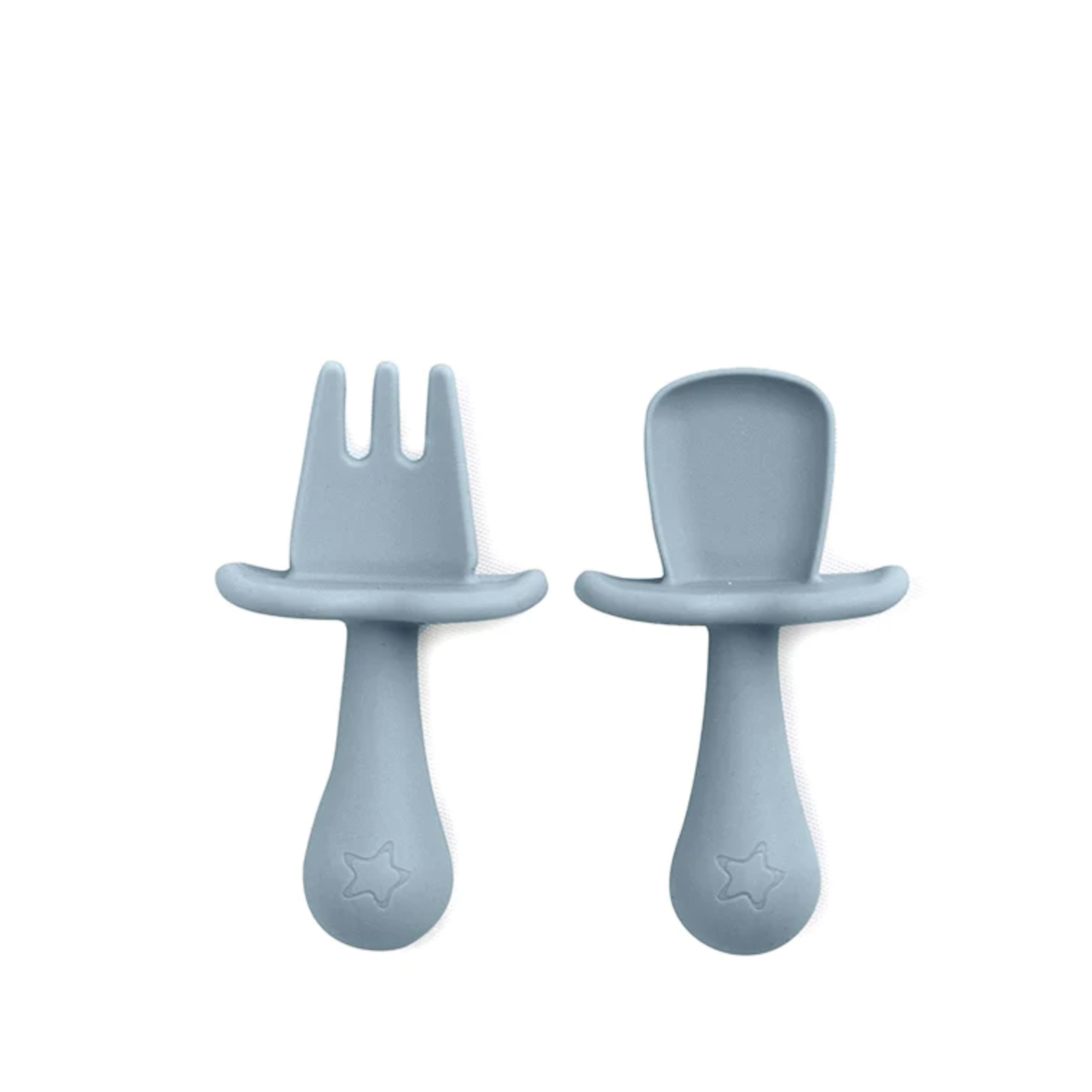 Cherub Baby BABY LED WEANING SILICONE SPOON & FORK CUTLERY - DUCK EGG