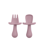 Cherub Baby BABY LED WEANING SILICONE SPOON & FORK CUTLERY - DUSTY ROSE