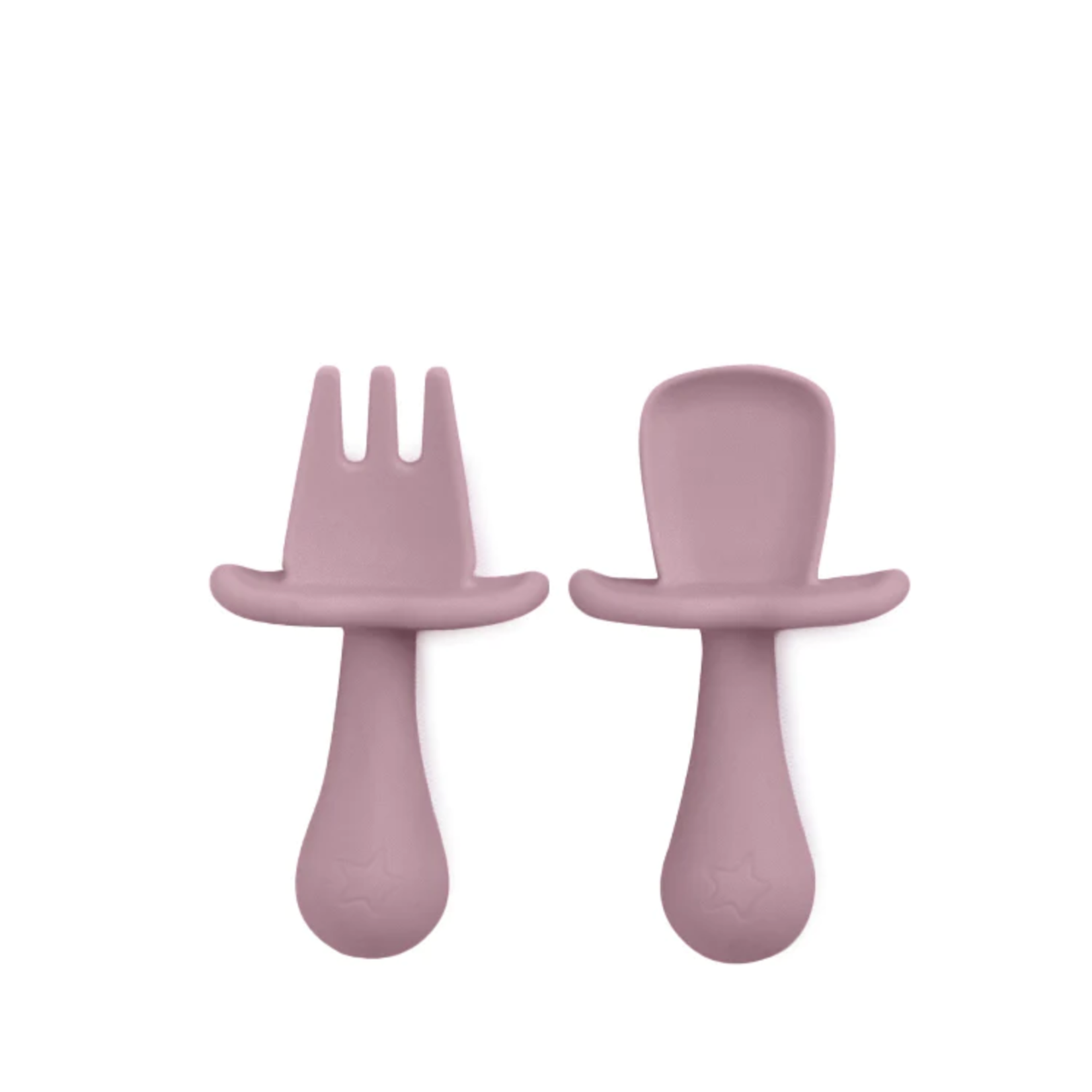 Cherub Baby BABY LED WEANING SILICONE SPOON & FORK CUTLERY - DUSTY ROSE