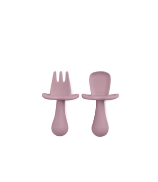 Cherub Baby BABY LED WEANING SILICONE SPOON & FORK CUTLERY - DUSTY ROSE