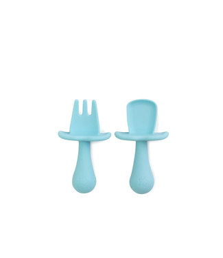 Cherub Baby BABY LED WEANING SILICONE SPOON & FORK CUTLERY - AQUA