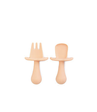 Cherub Baby BABY LED WEANING SILICONE SPOON & FORK CUTLERY - PEACH