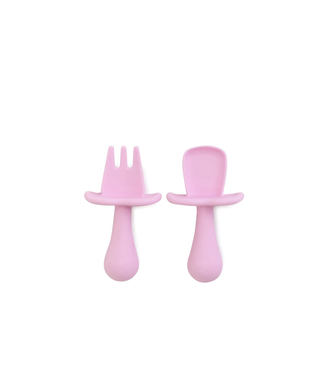 Cherub Baby BABY LED WEANING SILICONE SPOON & FORK CUTLERY- BLUSH