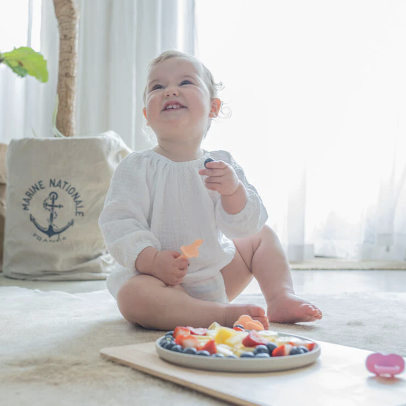 Cherub Baby BABY LED WEANING SILICONE SPOON & FORK CUTLERY- BLUSH