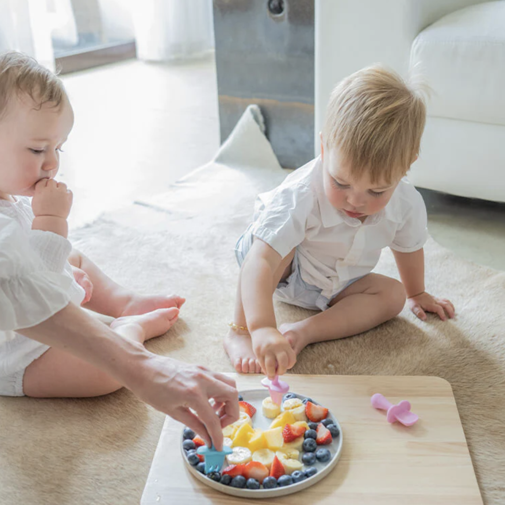 Cherub Baby BABY LED WEANING SILICONE SPOON & FORK CUTLERY- BLUSH