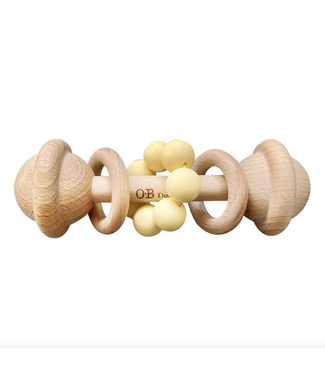 OB Designs Eco-Friendly Rattle|Organic Beechwood Silicone Toy Lemon