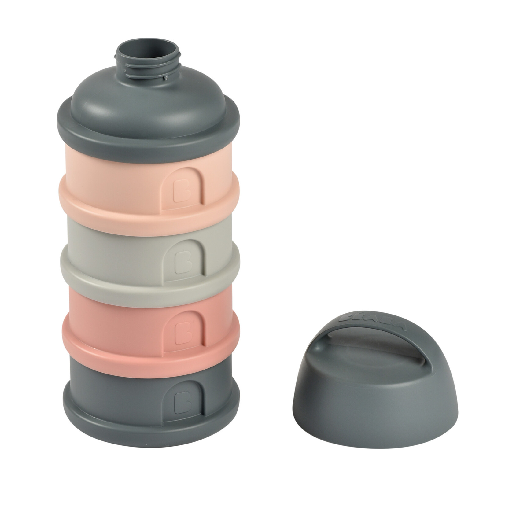 BEABA Formula and Snack Container - Mineral Grey/Pink