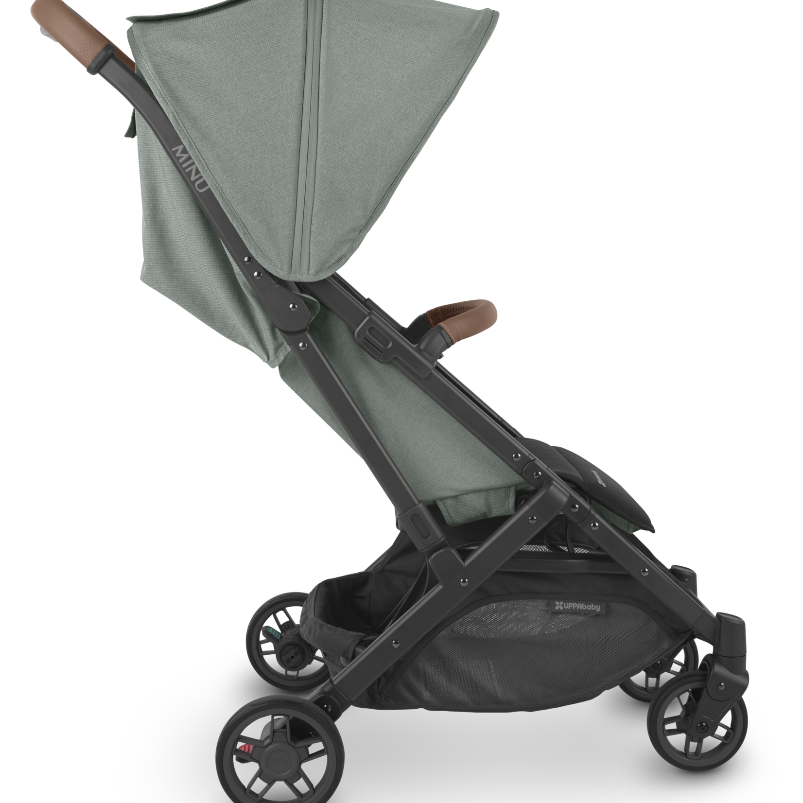 Uppababy MINU V2 Stroller – Gwen (Green Melange/ Saddle Leather/ Carbon Frame)