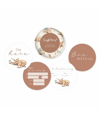 Snuggle Hunny Reversible Milestone Cards-Kanga & Hazelnut