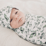 Snuggly Jacks Golden Leaves Jersey Swaddle Stretch Swaddle Wrap & Beanie Set