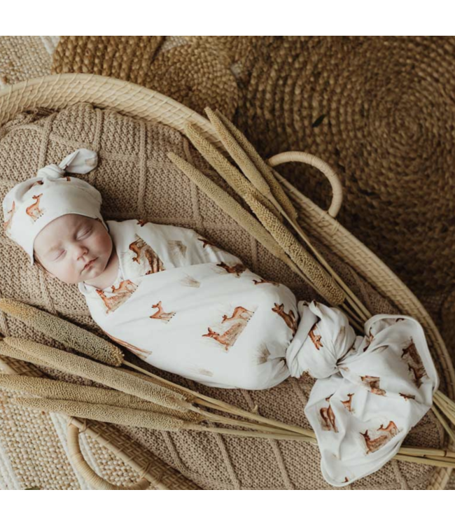 Snuggly Jacks Fawn Jersey Swaddle Stretch Wrap & Beanie Set