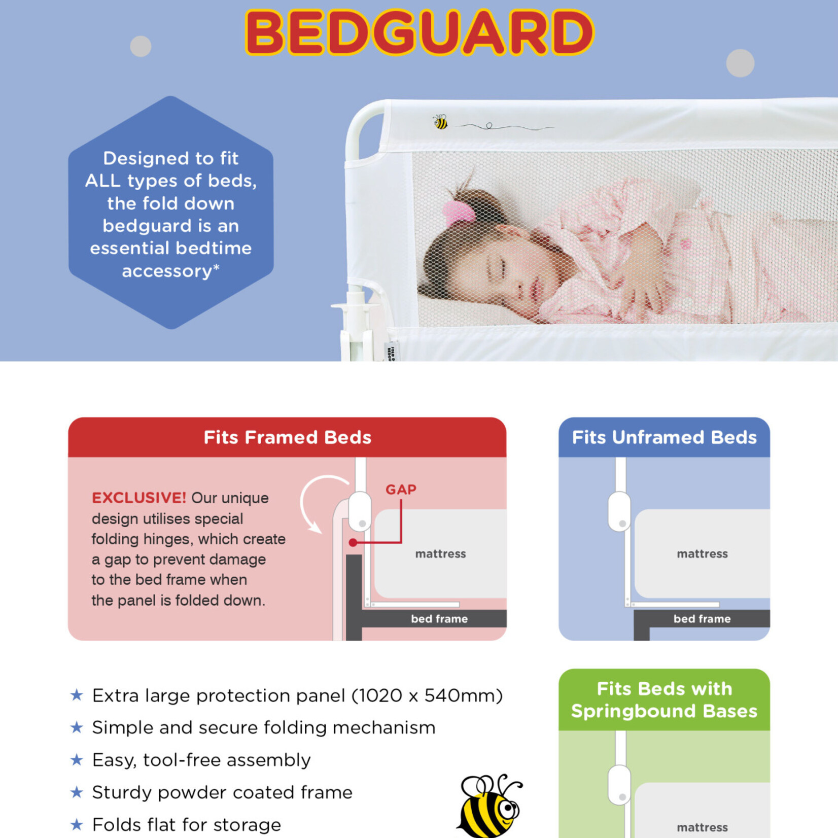 VeeBee Fold Down Bed guard(N8949)