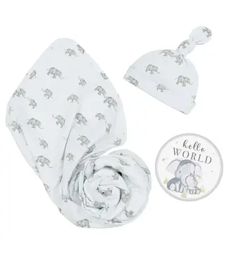 Living Textiles Hello World Gift Set - Watercolour Elehant