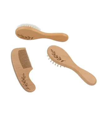 Living Textiles 3pc Baby Wooden Brush & Comb Set