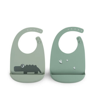 Done by Deer Silicone bib 2-Pack Croco Green