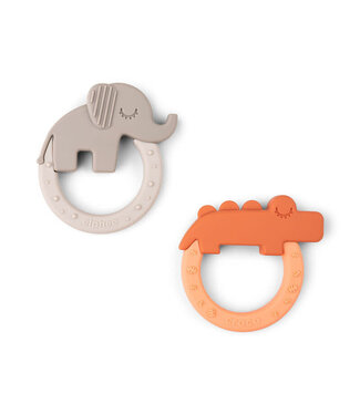 Done by Deer Teether 2-pack Deer friends Papaya and Sand