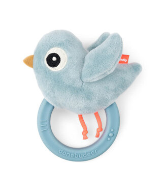 Done by Deer Sensory rattle with teether Birdee Blue