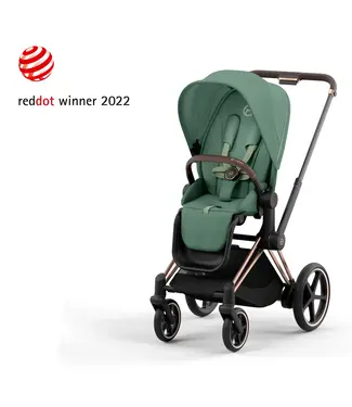 Cybex ePriam Pram 2024 Rose Gold Chassis/ Leaf Green