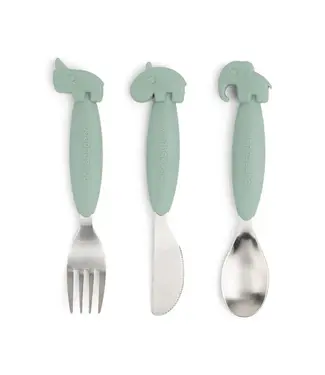 Done by Deer Easy-grip cutlery set Deer friends Green