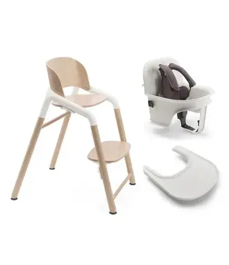 Bugaboo Giraffe High Chair Complete - (Neutral wood/white Chair + Baby Set White + Tray White) + Bonus Gift Value $79.95