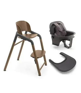 Bugaboo Giraffe High Chair Complete - (Wood/Grey Chair + Baby Set Grey + Tray Grey) + Bonus Gift Value $79.95