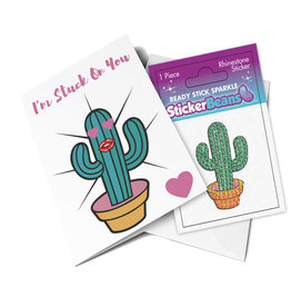 Sticker Beans Cactus Greeting Card w/ Sticker