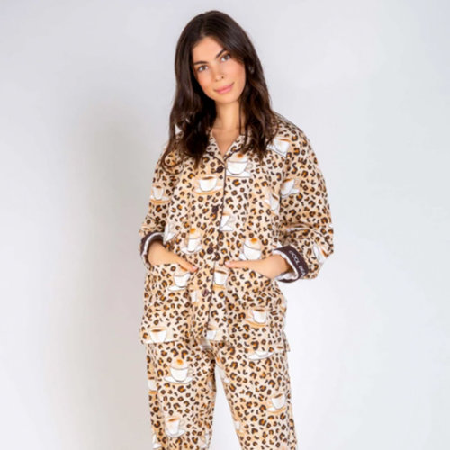 PJ Salvage Flannel Coffee Bean PJ Set Taupe PJ Salvage Flannel Coffee Bean PJ Set Taupe