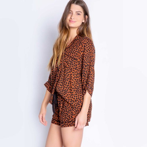 PJ Salvage Wild Love Leopard Mocha Short PJ Set PJ Salvage Wild Love Leopard Mocha Short PJ Set
