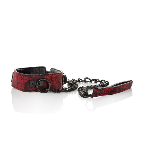 RED DAMASK COLLAR & LEASH RED DAMASK COLLAR & LEASH