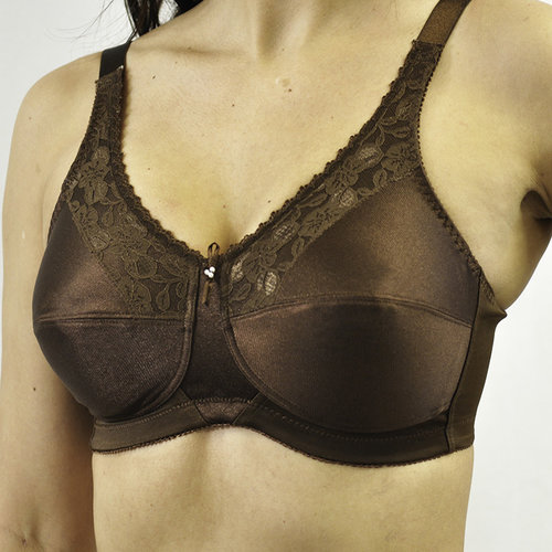 SATIN & LACE SOFT CUP BRA COFFEE