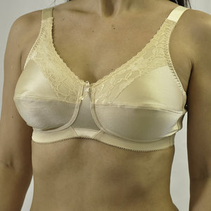 SATIN & LACE SOFT CUP BRA BEIGE