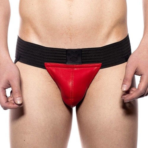 LEATHER POUCH JOCK -RED