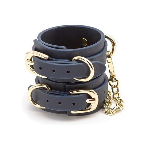 COUTURE BLUE VINYL WRIST CUFFS COUTURE BLUE VINYL WRIST CUFFS