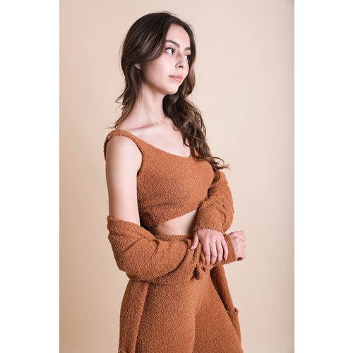 COZY FLEECE LONGLINE BRALETTE -Brown COZY FLEECE LONGLINE BRALETTE -Brown