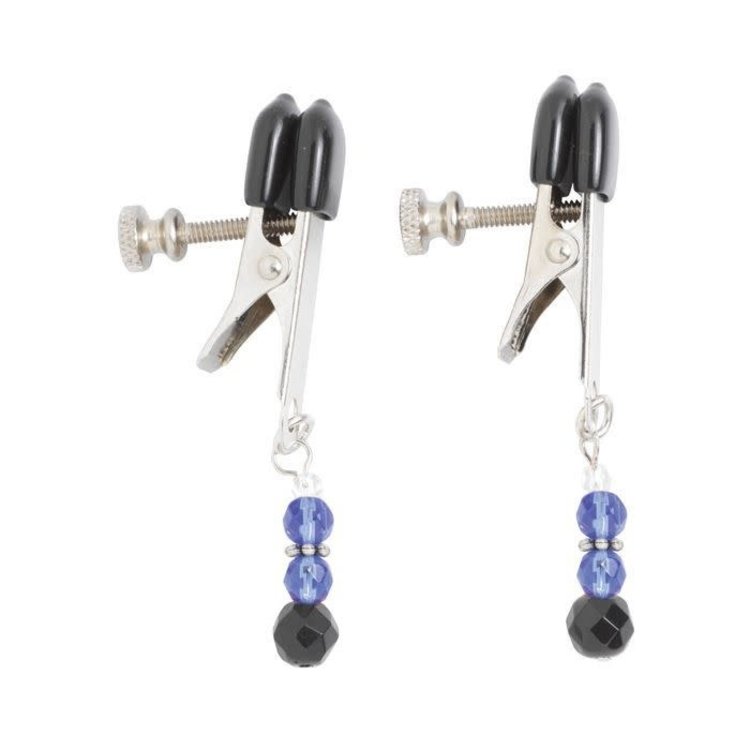 BROAD TIP ALLIGATOR CLAMPS w/  BLUE BEADS