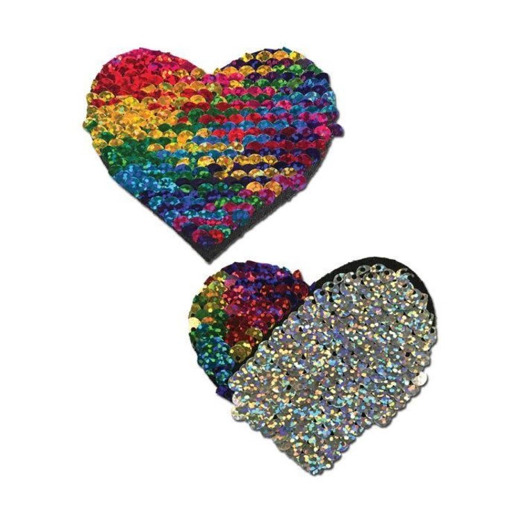 COLOR CHANGING FLIP SEQUIN HEARTS -Rainbow