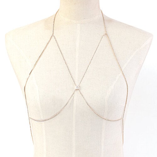 GOLD RHINESTONE BODY CHAIN HARNESS