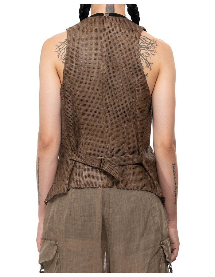 MASNADA PERFORATED LEATHER VEST - DUST