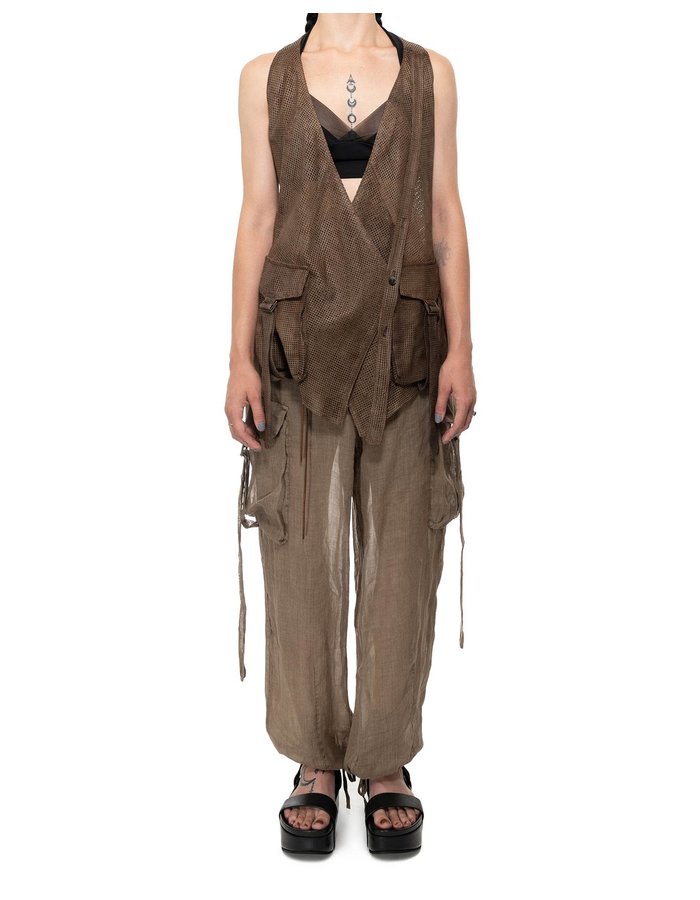 MASNADA PERFORATED LEATHER VEST - DUST