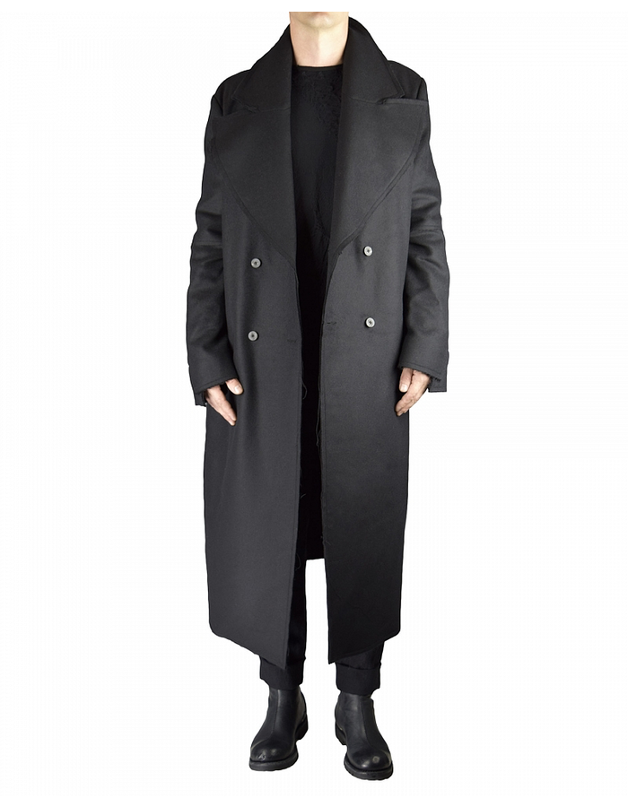 NOSTRA SANTISSIMA DOUBLE BREASTED WOOL TRENCH COAT